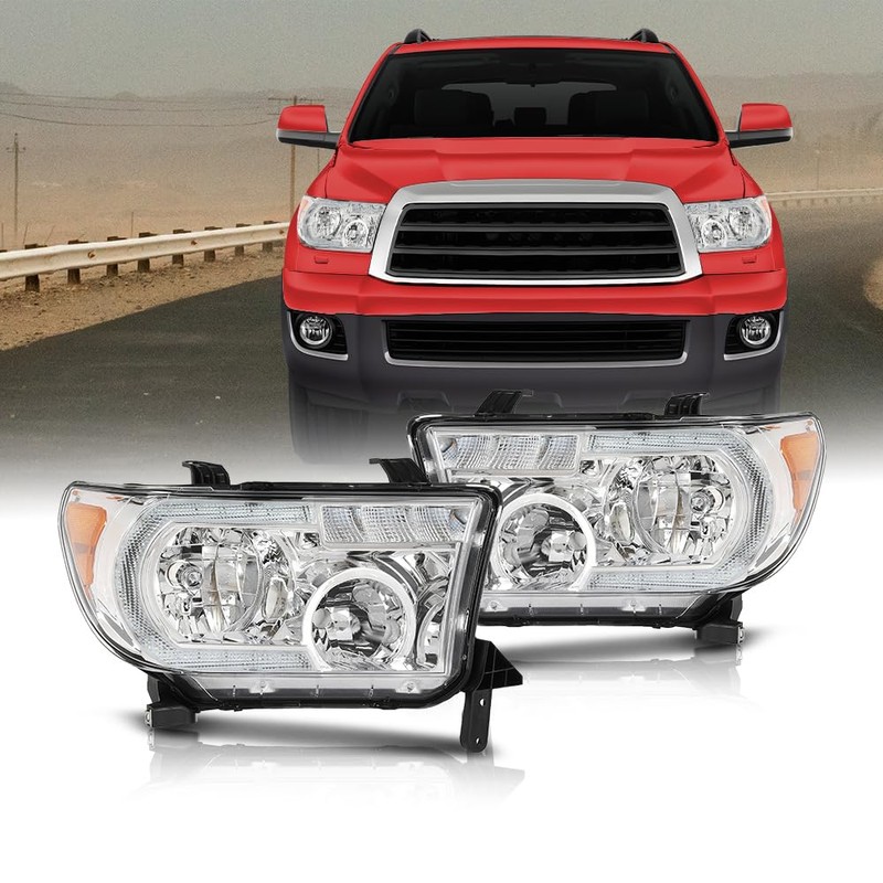 G-PLUS Front LED Headlights Assembly, Compatible with Toyota Tundra 2007-2013/Fit