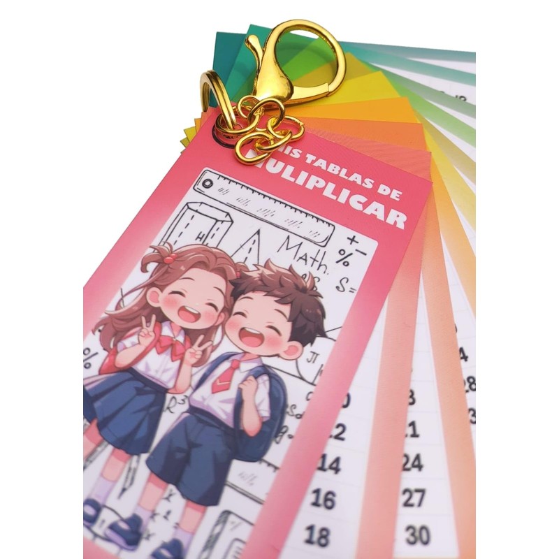 Llavero Didáctico de Tablas de Multiplicar Primaria Material Indispensable Escolar