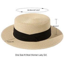 Lanzom Sun Hats for Women Wide Brim Straw Boater Hat Foldable Packable Beach Hat for Summer (Beige, Medium)