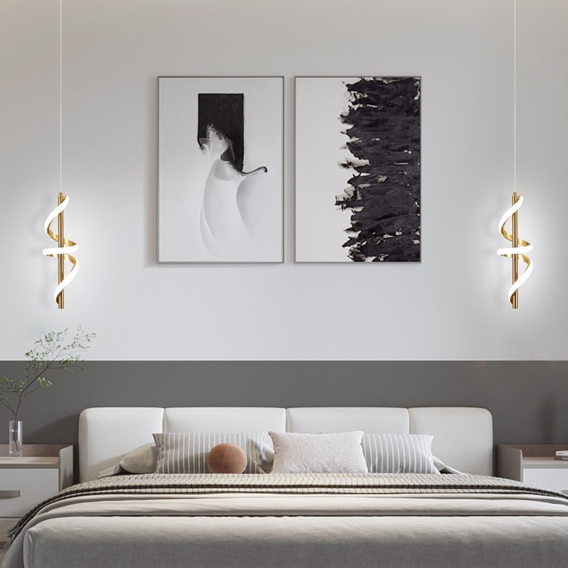 Vloitgol Spiral Led Pendant Light Fixtures, 5500K Gold Modern Led