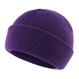 Classic Winter Knit Kids Hat Skull Cap for Toddler Boys Girls Autumn Men Women Fisherman Beanie (Deep Purple, L)