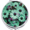 NewCharms Teal Daises Flowers Compact with Mirrors - Perfect Pocket