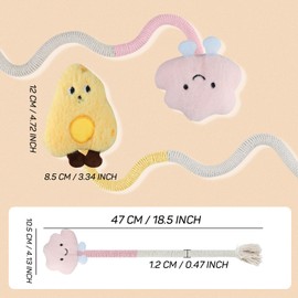 Andiker 2 PCS Cat Chew Ropes, Cat Chew Toy with Cartoon Kitten Plush Toys with Catnip inside Interactive Cat Toys for Indoor Cats to Bite Grasp Kick and Clean Teeth (Yellow and Pink)