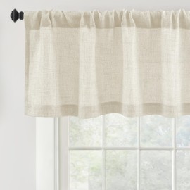 DriftAway Linen Textured Curtain Valances for Windows Light Filtering 3 Inch Rod Pocket Farmhouse Country Rustic Kitchen Valances for Bedroom Living Room Bathroom 18 inch Length Beige