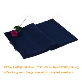 Iristide Womens Long Scarf in Solid Color, Light Weight Large Shawls Wrap for Beach Outdoor Camping Traveling Sunscreen Neckwear 75×43 inch (Navy)