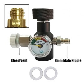 Soda Water CO2 Cylinder Fill Station Filling Adapter Quick Charge Refill Connector with 3000psi Gauge and Bleed Vent