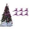Pack of 6 - Hanging Glitter Reindeer Christmas Tree Decorations