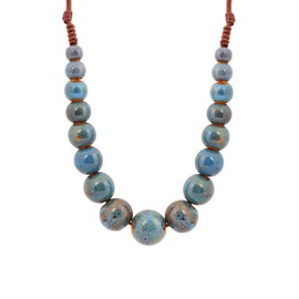 Hanary Hippie Boho Colorful Ceramic Round Beads Strand Necklace, Bohemian Fashion Statement Jewelry Gift for Women