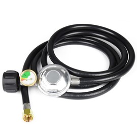Rixordd 5 Feet Propane Regulator Hose with Gauge - QCC1 Connection for LP Gas Grill, Heater, and Fire Pit Table - 3/8" Female Flare Nut