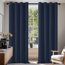Deconovo Deconovo Room Darkening Curtains Eyelet Blackout Curtains Thermal Insulated Curtains for Boys Bedroom Navy Blue 42 x 63 Inch 2 Panels