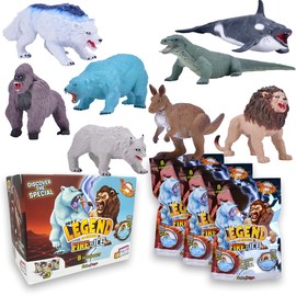 #sbabam Legend of Animals Fire vs Ice, Animali Allungabili, Funny Box con 3 personaggi diversi come Gorilla, Orca, Leone, Orso, Giocattoli per Bambini