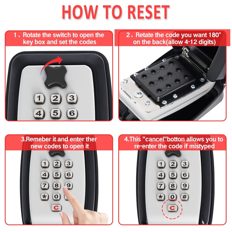 Key Safe Outdoor Police Approved, Key Lock Box Wall Mounted