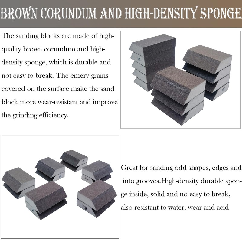 SACKORANGE 12 Pack Single Sanding Sponge Set - 80/100/120/180/220/320 Grit