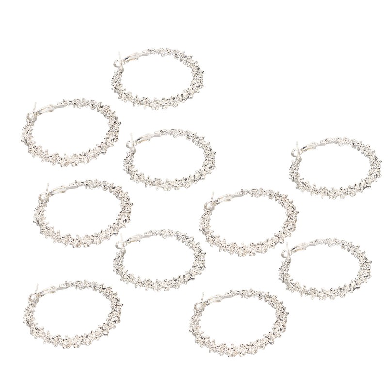 5 Pair Silver Hoop Earrings Retro Simple Lightweight Zinc Alloy