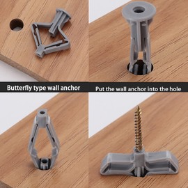 Plasterboard Wall Plugs and Screws Plasterboard Fixings Dry Wall Fittings Heavy Duty Anti-Rotational Expansion Tube Plasterboard Anchor Screws for TV Wall Brackets Hollow Drywall Cavity