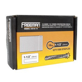 Freeman CS16-15 16 Gauge 1-1/2" Galvanized Steel Construction Staples with 7/16" Crown (1, 000 Pack)