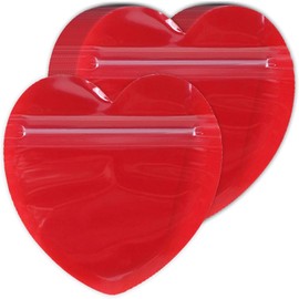 Mtxorvix 100Pcs Heart-Shaped Jewelry Bags Pink Heart Clear Zip Lock Resealable Baggies Cute Mini Packaging Pouch for Small Business Valentine's Day Earring Necklace Sample (Red 12.7x15cm)