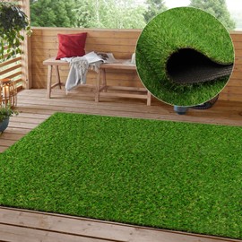 Heyroll Realistic Artificial Turf Grass, 5 FT X 11 FT Artificial Synthetic Fake Grass, 20MM Green Turf Rug Pet Dogs Lawn Mat with Drainage Holes for Indoor Outdoor Patio Garden Landscape/Custom Size