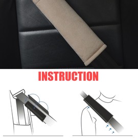 CGEAMDY Pack of 2 Plush Car Seat Belt Shoulder Pads, Car Seat Belt Protection Seat Belt, Seat Belt Shoulder Padding Universal Car Seat Belt Cushion Seat Belt Cars Comfort (Khaki)