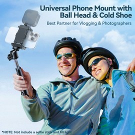 KDD Cell Phone Tripod Mount Adpater with Ball Head, Adjustable Phone Holder with Built-in Cold Shoe Cell Phone Clip Clamp Holder, Compatiable iPhone14,13,12,11,X