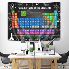 JAWO Science Chemistry Tapestry, Periodic Table of the Elements Tapestry for Bedroom, Educational Tapestry Wall Hanging for Classroom Middle School Bedroom Living Room Dorm 36X26 Inch
