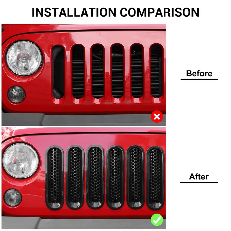 Insertos de rejilla de malla para Jeep Wrangler JK &
