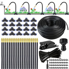 CHEYEEHOME 360°Curved Garden Automatic Irrigation System, 360 Degree Bendable Adjustable Garden Watering System, Drip Irrigation System for Garden/Yard/Lawn (65.6FT Set (65.6ft Hose+20 Nozzles))