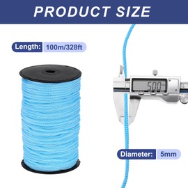 QUARKZMAN 5mm Polypropylen Seil Geflochtene Seile, 100m Nylonseil Hohlseil für Wäscheleine, Camping, Wandern, Outdoor, Himmelblau