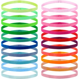 Duufin 20 Pieces Elastic Sport Headbands Non Slip Grip Elastic Headbands Thin Sport Headband Colorful Workout Headbands for Women Men and Girls, 20 Colors