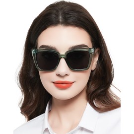 MARE AZZURO Oversized Square Reader Sunglasses 2.25 Women, Extra Large Sun Readers UV Protection, Outdoor Green Reading Sunglasses 100 125 150 175 200 225 250 275 300 350 400