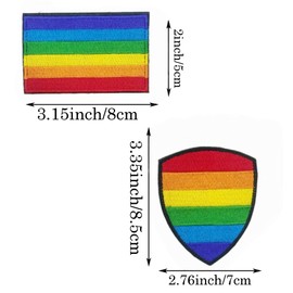 BQTBQT - Paquete de 2 parches bordados con bandera de arco iris del orgullo rectangular y escudo en forma de emblema táctico LGBTQ Pride Parches para mochila militar, sombrero y chamarra