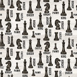 Riley Blake I'd Rather be Playing Chess C11260 Off White Chess Pieces