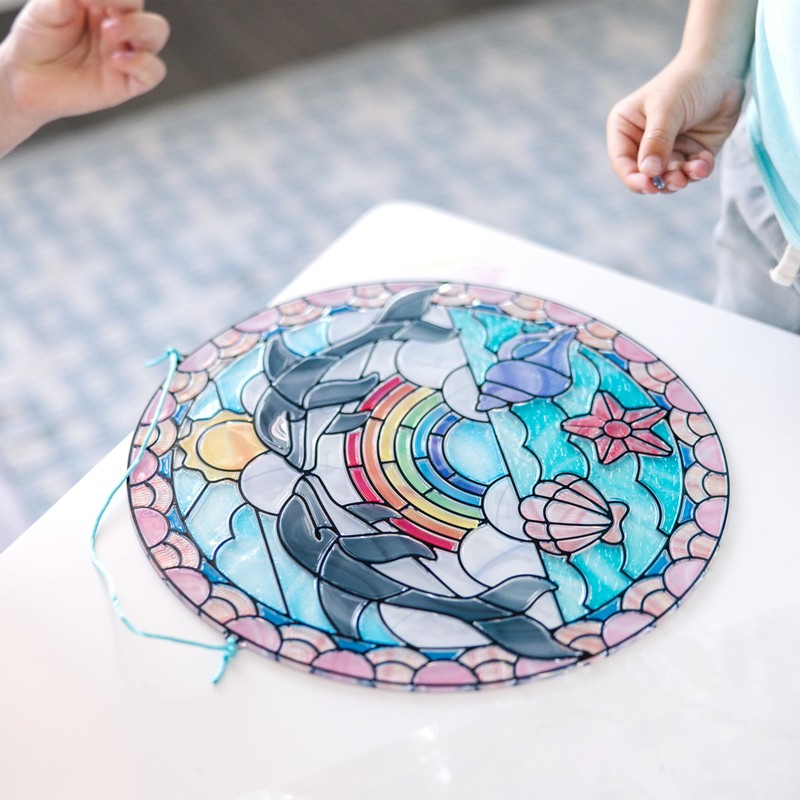 Melissa & Doug Stained Glass Made Easy Craft Kit: Dolphins