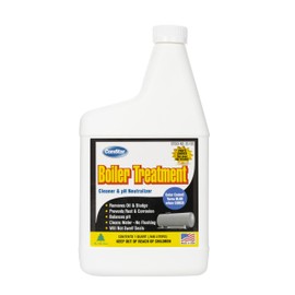 ComStar Boiler Treatment w/Blue Color Indicator, Boiler Water Cleaner & pH Neutralizer, Prevents Rust, Scale in Boiler Water Without Flushing & Helps to Remove Oil, Sludge, 1 Quart (35-135)