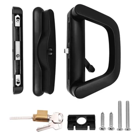ZONADAH Patio Door Push Handle Set One Side Key Cylinder Lock Full Replacement Handle Lock Set Fits Door Thickness from 3cm to 3.5cm