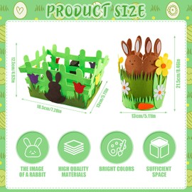 2 Stück Osterkörbchen Filz Osterhasen, Osterkörbchen, Osterkörbe Zum Befüllen, Osternest Basteln Hase, Oster Geschenktüten, Osterdeko