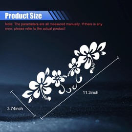Flower Car Sticker Decal, 11.3'' x 3.7'' Vinyl Car Bumpers Sticker, Automotive Exterior Decoration Accessories for Car Window Wall Helmet Decals (White)