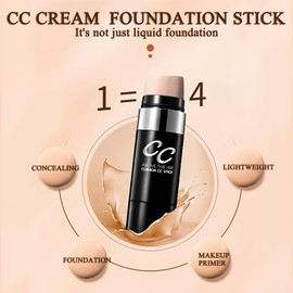 CC Cream Foundation Stick For Full Coverage, Color Correction & Concealer, Lightweight & Waterproof Makeup For Natural Glow, Covers Blemishes & Redness