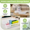 Dyrfolm 24 Pack Slim Plastic Storage Baskets Tray for Organizing,Classroom