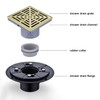 EXF Square Shower Drain 4 1/3 Inch Brushed Gold, Low