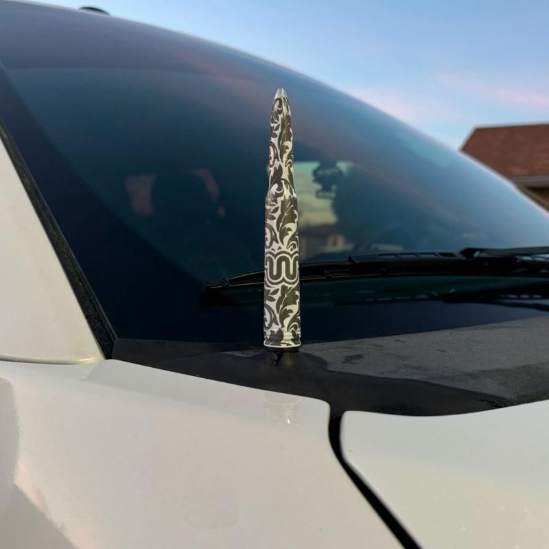 (NOT REAL BULLET) Custom Etched Bullet Antenna for Any Truck
