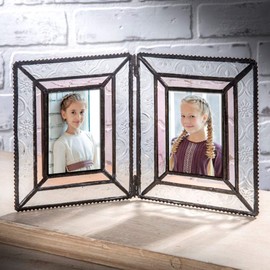 J Devlin Pic 172-2 Double Picture Frame Holds Two 2x3 Photo Vintage Stained Glass School Pictures Multi Photos
