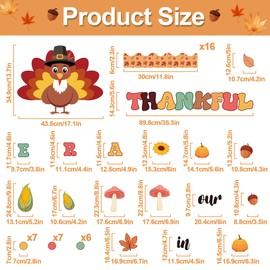 Thanksgiving Bulletin Board Set Turkey Bulletin Board Kit Fall Paper Cutout Autumn DIY Craft in Our Thankful Era Preschool Bulletin Board Classroom Office Chalkboard Wall Door Decor Teacher Supply
