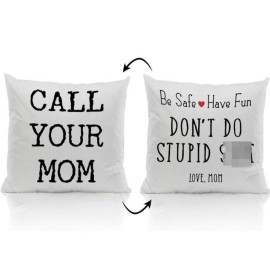 123 Creations Call Your Mom Pillow Cover - Funny Mother's Day Gift - College Dorm Decor
