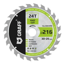 Circular Saw Blade 216 x 30 mm for Wood (Coarse) - Saw Blade 216 x 30 for Quick Cuts of Soft and Hardwood (24 Teeth) - Compatible with Makita and Bosch Saw Blade 216 x 30