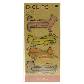 Midori Large Paper Clips, D-Clips, L, Cat Shape, Assorted (43189006)