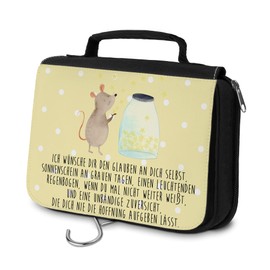 Mr. & Mrs. Panda Toiletry Bag Mouse Stars, yellow, Hand Drawn