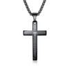 AIKS Men's Cross Scripture Scripture Engraved Black Cross Pendant, Good