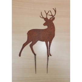 Stag Rust Stake Mini Approx. 19 cm High Metal in Trendy Patina Christmas Decoration Garden Stake Decoration Christmas Advent Arrangement Santa Claus Advent Forest Hunting