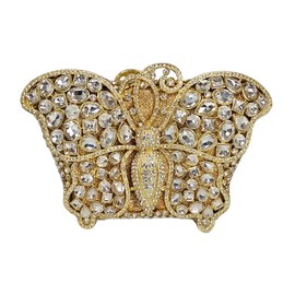 Cute Butterfly Evening Bag Bling Rhinestone Purse Animal Crystal Clutch for Wedding Prom Party Handbag(Gold)